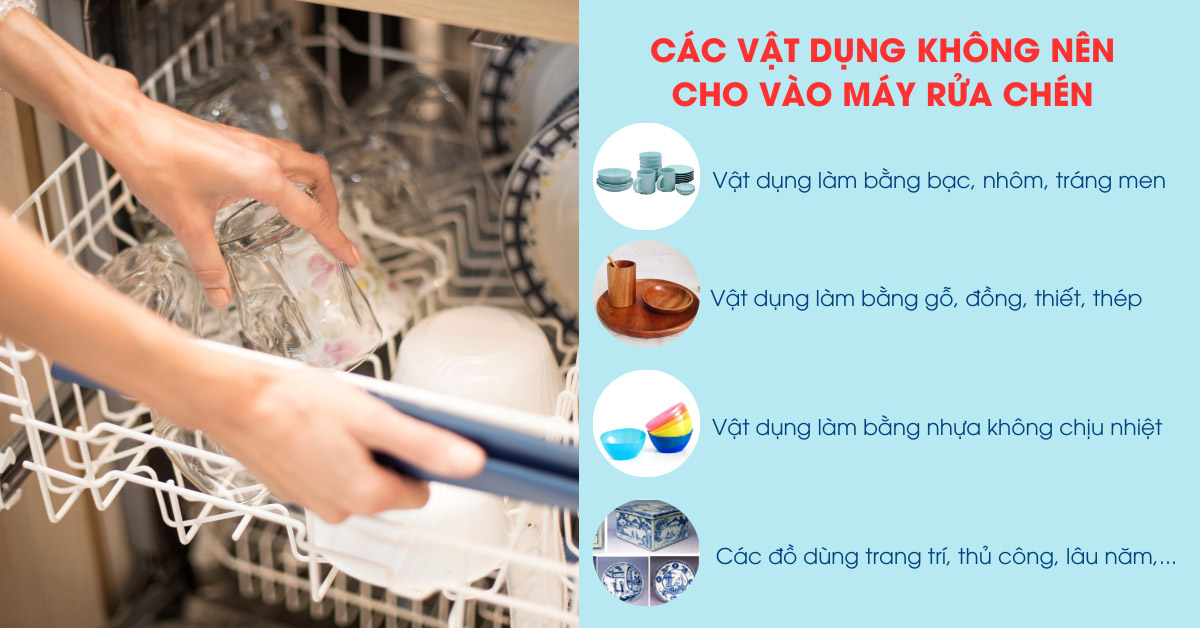 Các vât jdungj không nên cho vào máy rửa chén Bosch